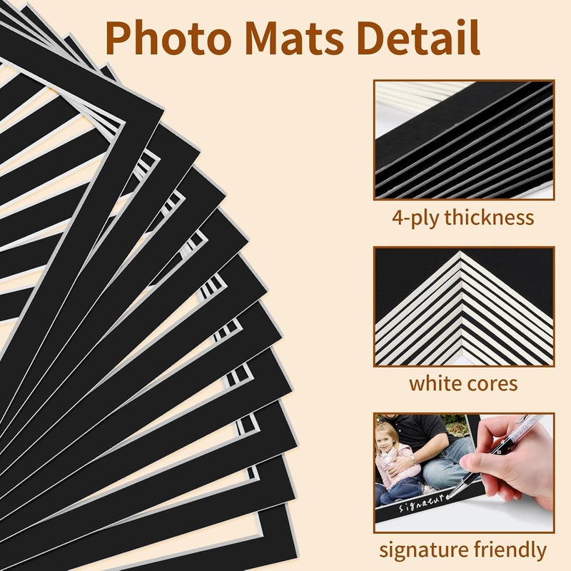 YEESON 10 Pack Picture Frame Mats, Photo Mats, Acid Free Picture Matting for Pictures Photos Watercolor Artwork (Black-for 4 * 6 inches Photos) - Image 3